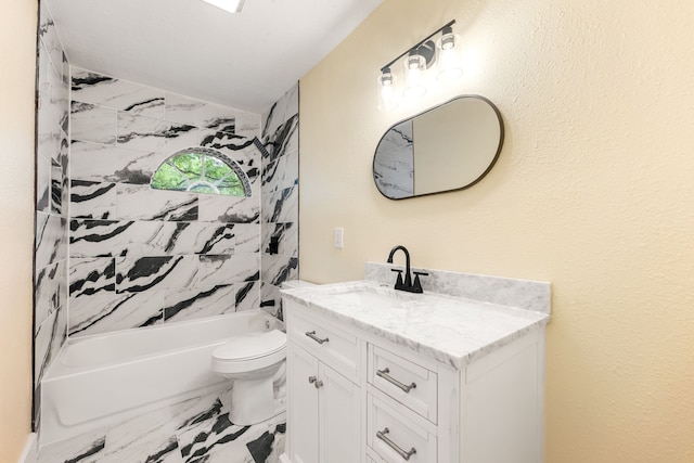 1408 Quail Holw, Sealy, TX 77474 - full bathroom with marble finish flooring, toilet, vanity, and shower / bath combination