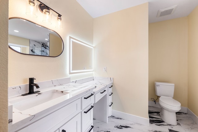 1408 Quail Holw, Sealy, TX 77474 - full bath featuring toilet, marble finish flooring, baseboards, and vanity