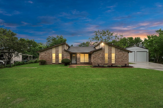 2257 County Road 206, Alvin, TX 77511 - mid-century modern home featuring brick siding, driveway, and an outdoor structure