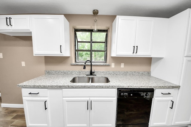 2257 County Road 206, Alvin, TX 77511 - kitchen with dishwasher, a sink, white cabinetry, and light stone counters