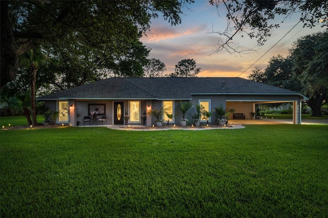 104 Smith Ln, League City, TX 77573 - single story home with a front yard, an attached carport, and roof with shingles