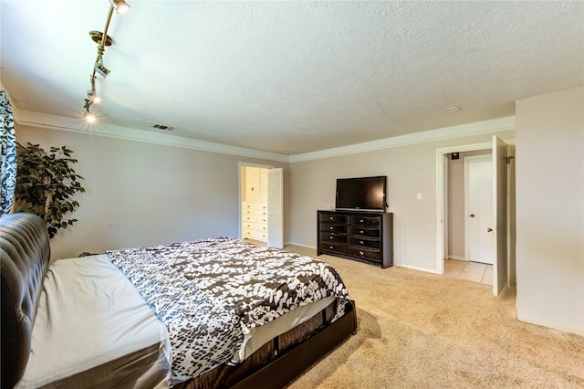 1223 Green Briar Dr, Huntsville, TX 77340 - carpeted bedroom with track lighting and ornamental molding