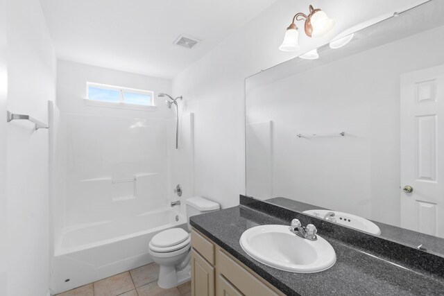 21214 Peachvine Ln, Tomball, TX 77375 - bathroom with toilet, tile patterned flooring, vanity, and shower / washtub combination