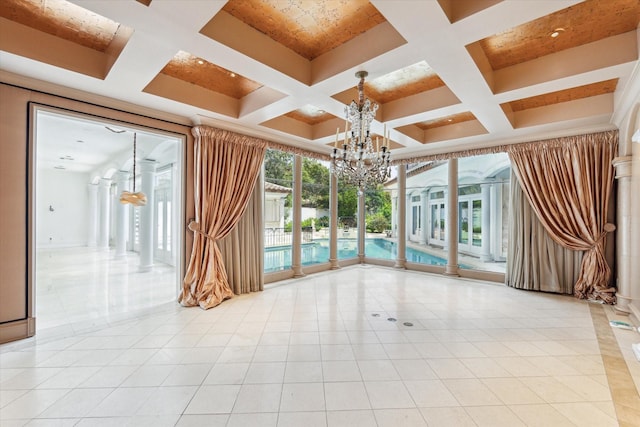 8618 Stable Crest Blvd, Houston, TX 77024 - common area featuring coffered ceiling and beamed ceiling