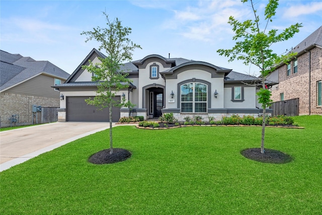 907 Falcon Hollow Ln, Pinehurst, TX 77362 - french provincial home with stucco siding, a garage, concrete driveway, and stone siding