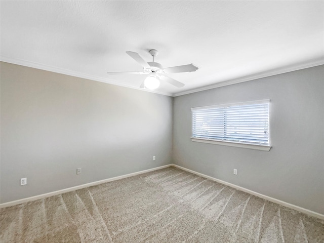 13830 Campwood Ln, Cypress, TX 77429 - carpeted spare room featuring baseboards, crown molding, and ceiling fan