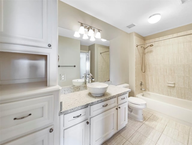 13830 Campwood Ln, Cypress, TX 77429 - bathroom featuring tile patterned floors, toilet, bathing tub / shower combination, and vanity