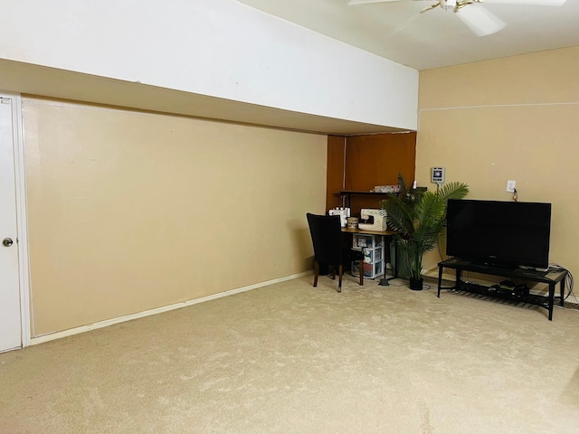 110 Chandler Ct, Sugar Land, TX 77479 - home office with light carpet, ceiling fan, and baseboards