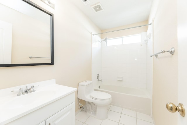 full bathroom featuring tile patterned floors, toilet, vanity, and bathtub / shower combination