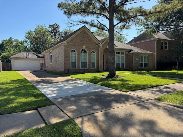 3615 Huggins Way St, Pearland, TX 77584 - view of front of house featuring brick siding, concrete driveway, and a front yard