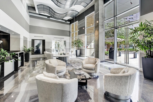 lobby featuring a high ceiling