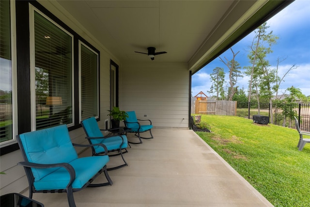 view of patio / terrace featuring a ceiling fan
