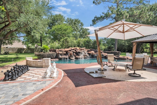 12710 Everhart Pointe Dr, Tomball, TX 77377 - view of pool featuring a gazebo and a patio