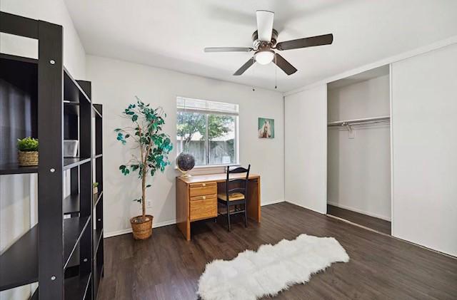 3734 Varla Ln, Houston, TX 77014 - office space featuring wood finished floors and a ceiling fan