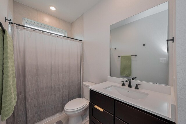 27807 Bridgeway St, Spring, TX 77386 - bathroom with toilet, vanity, and a shower with curtain