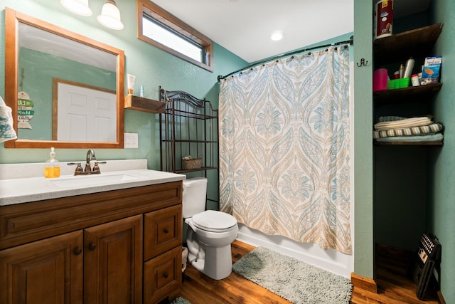 51 Roatan Dr, Point Blank, TX 77364 - bathroom featuring wood finished floors, toilet, and vanity
