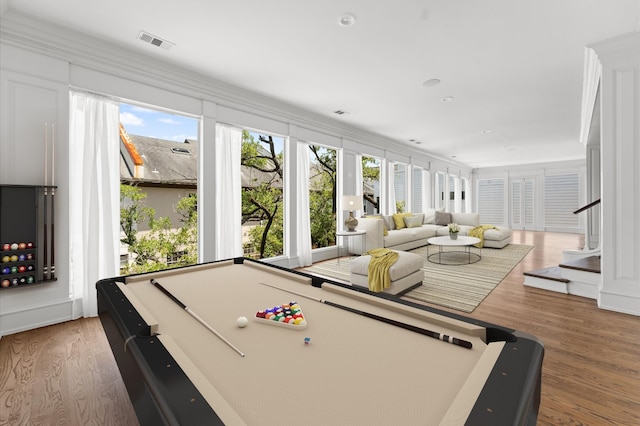 6104 San Felipe St, Houston, TX 77057 - playroom with pool table and light wood-style floors