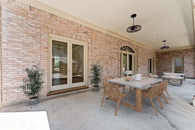 6104 San Felipe St, Houston, TX 77057 - view of patio with french doors, outdoor dining space, and outdoor lounge area