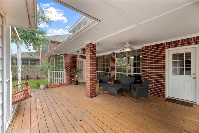 deck featuring ceiling fan