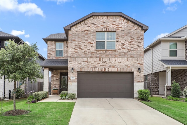 183 Lucky Manor Ln, La Porte, TX 77571 - view of front of property with an attached garage, concrete driveway, and brick siding