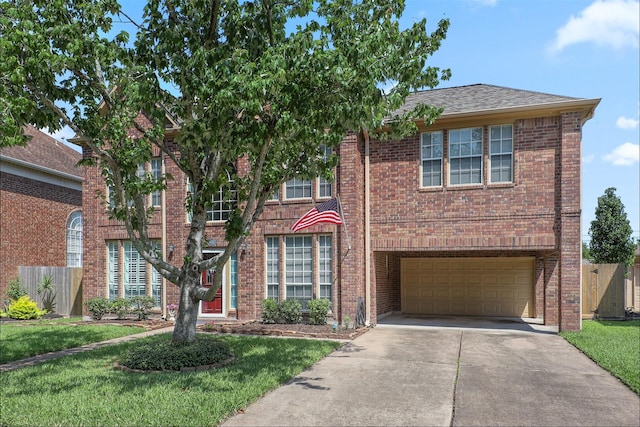 1409 Cherokee St, Deer Park, TX 77536 - view of front facade with concrete driveway, brick siding, and a garage