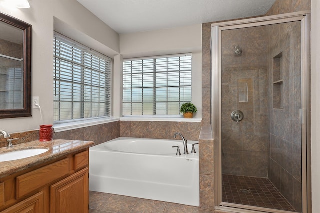 1409 Cherokee St, Deer Park, TX 77536 - full bathroom with a shower stall, a bath, and vanity