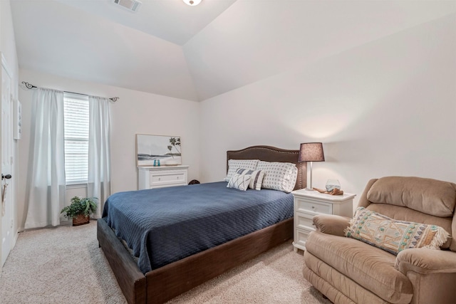 17219 Rookery Ct, Conroe, TX 77385 - bedroom featuring light carpet and vaulted ceiling