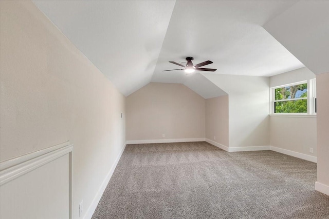 2506 Swan Ct, Houston, TX 77058 - bonus room with carpet floors, ceiling fan, vaulted ceiling, and baseboards