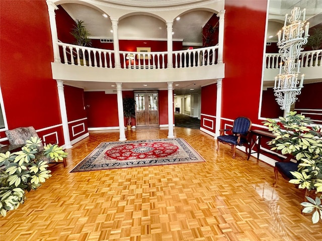 lobby featuring a high ceiling