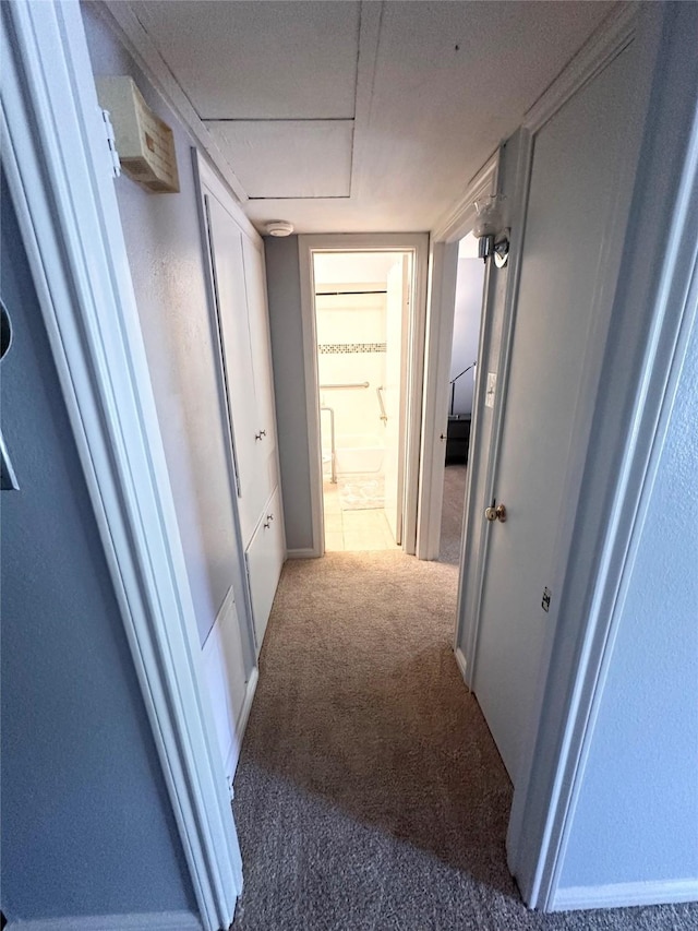 hallway featuring carpet