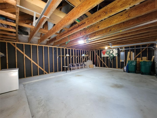 view of unfinished basement