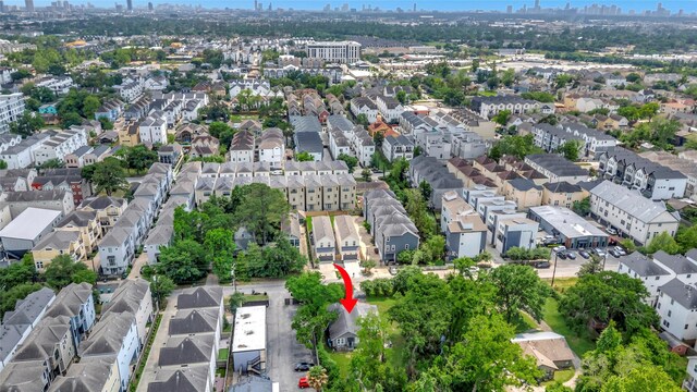 1227 W 25th St, Houston, TX 77008 - aerial overview of property's location with a skyline view