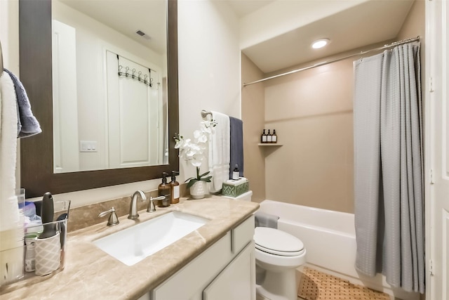 9450 London Bridge Sta, Houston, TX 77045 - bathroom with toilet, vanity, shower / bath combination with curtain, and tile patterned flooring