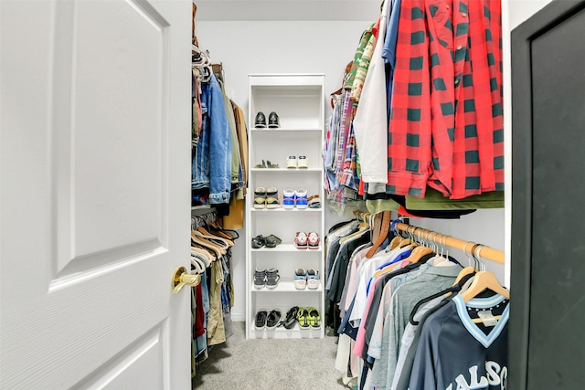 walk in closet featuring carpet