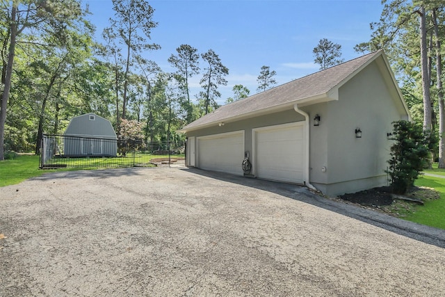 detached garage with fence