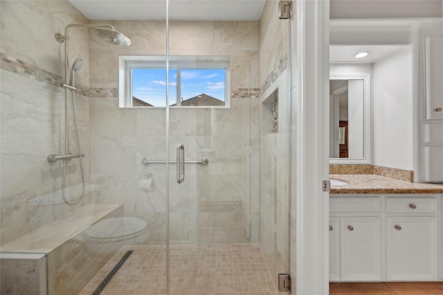19827 Timberwind Ln, Houston, TX 77094 - bathroom with a shower stall and vanity