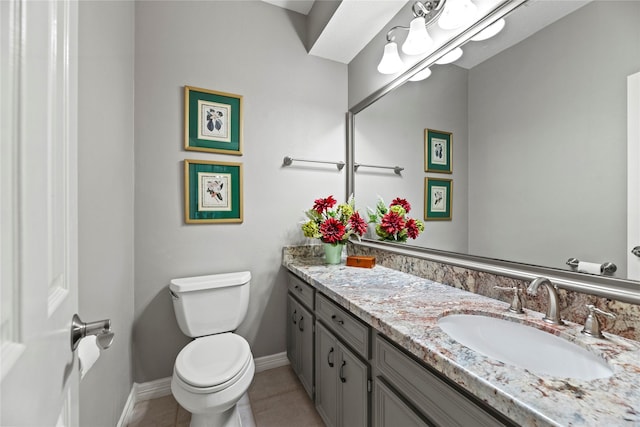 19827 Timberwind Ln, Houston, TX 77094 - half bath with toilet, vanity, tile patterned flooring, and baseboards