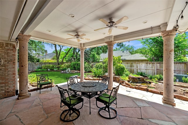 19827 Timberwind Ln, Houston, TX 77094 - view of patio with outdoor dining area and ceiling fan