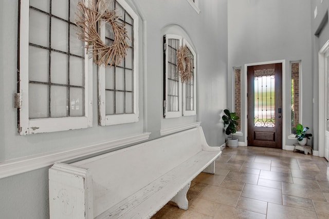 514 Chirping Sparrow Ct, Pinehurst, TX 77362 - foyer with baseboards and a high ceiling