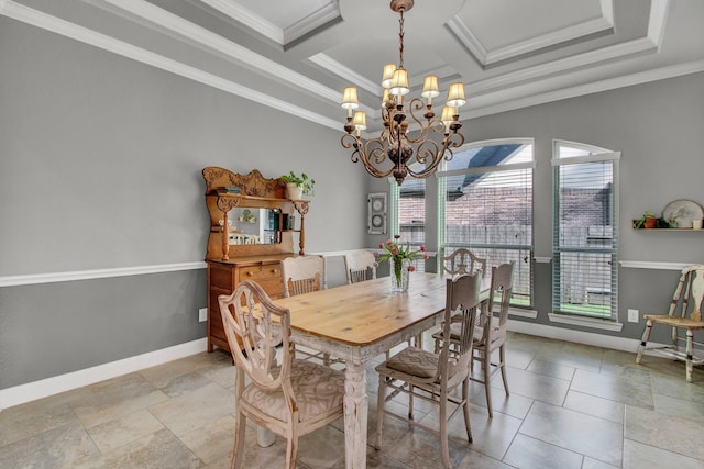 514 Chirping Sparrow Ct, Pinehurst, TX 77362 - dining room featuring a chandelier, baseboards, and ornamental molding