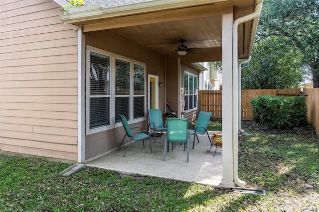 21623 Balsam Brook Ln, Katy, TX 77450 - view of patio / terrace with ceiling fan and fence