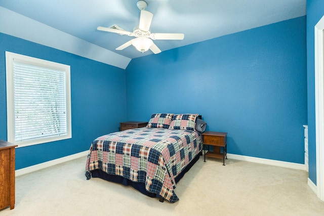54 Scotch Pine Ct, Lake Jackson, TX 77566 - bedroom featuring carpet, baseboards, a ceiling fan, and vaulted ceiling