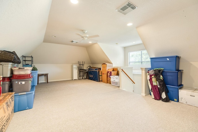 54 Scotch Pine Ct, Lake Jackson, TX 77566 - additional living space with carpet floors, lofted ceiling, a ceiling fan, recessed lighting, and baseboards