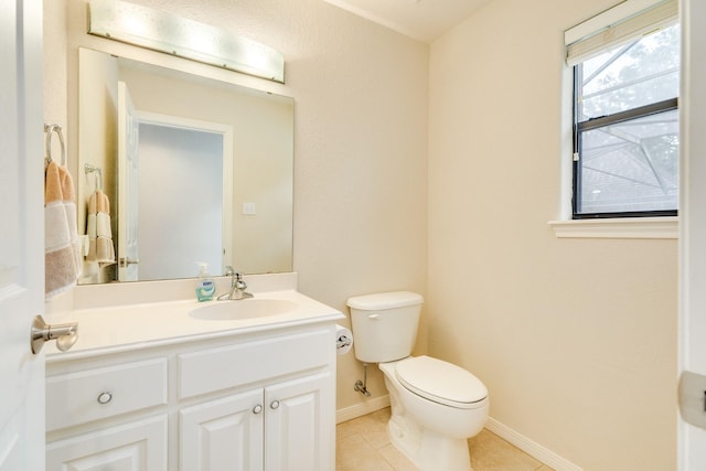 54 Scotch Pine Ct, Lake Jackson, TX 77566 - half bathroom with toilet, tile patterned flooring, vanity, and baseboards