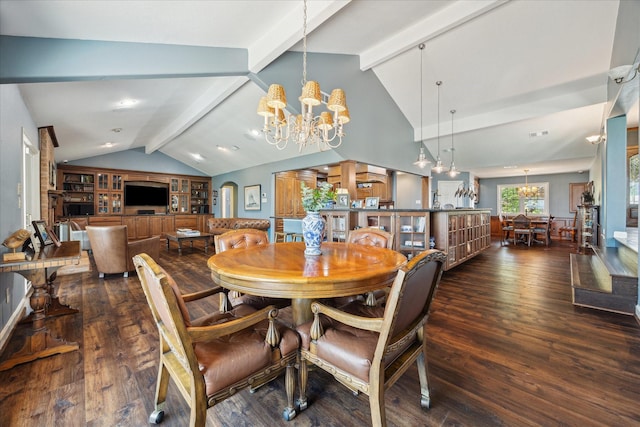 3814 Todville Rd, Seabrook, TX 77586 - dining area with a chandelier and dark wood finished floors