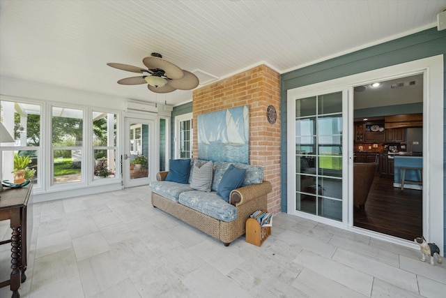 3814 Todville Rd, Seabrook, TX 77586 - sunroom featuring french doors and a ceiling fan