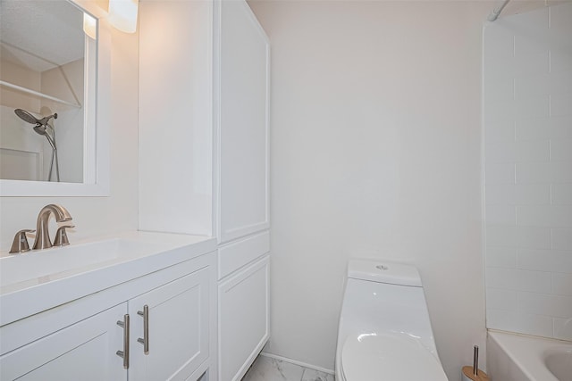1900 Bay Area Blvd Unit 184, Houston, TX 77058 - bathroom featuring marble finish floors, toilet, vanity, and shower / tub combination