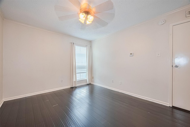 1900 Bay Area Blvd Unit 184, Houston, TX 77058 - empty room with crown molding, a textured ceiling, a ceiling fan, dark wood-style floors, and a smoke detector