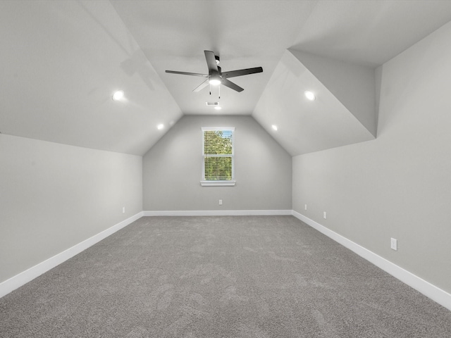 1462 Rd 66114, Dayton, TX 77535 - bonus room featuring a ceiling fan, carpet, lofted ceiling, baseboards, and recessed lighting