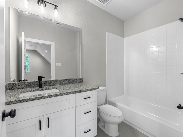 1462 Rd 66114, Dayton, TX 77535 - bathroom featuring toilet, vanity, tile patterned floors, and shower / bath combination